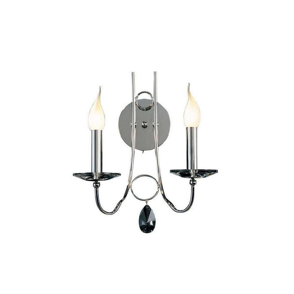 Netlighting Danya Wall Lamp 2 Light E14 Polished ChromeCrystal in Grey