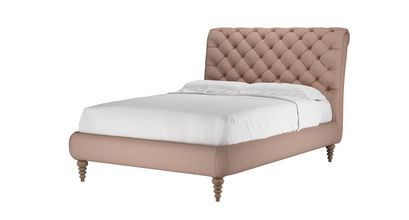 Knightsbridge (No Footboard) Double Bed in Blush Pure Belgian Linen - sofa.com