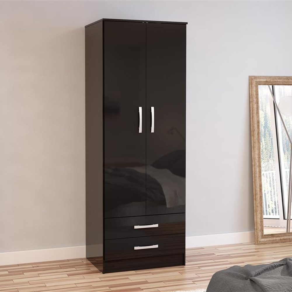 Lynx 2 Door Combination Wardrobe Black