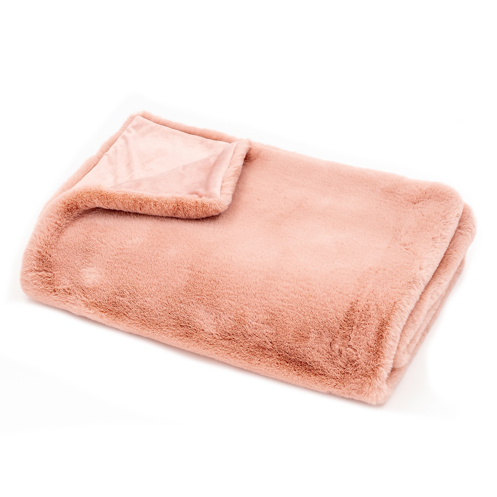 Faux Fur Rabbit Throw - 125x160cm - Blush