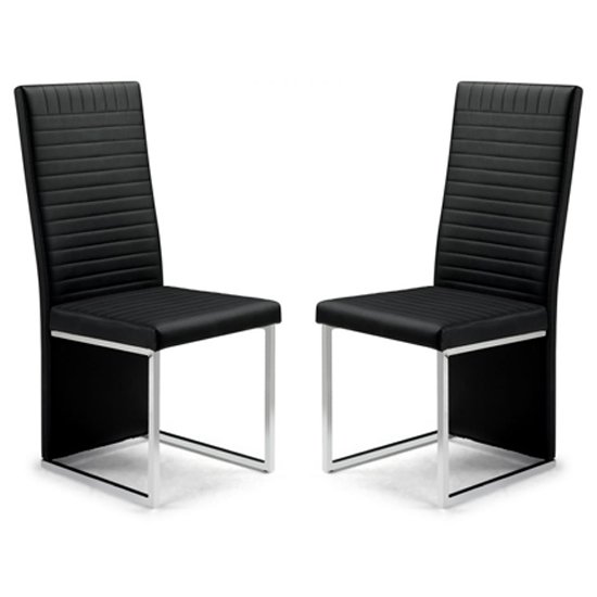 Tempo Black Faux Leather Dining Chairs In Pair