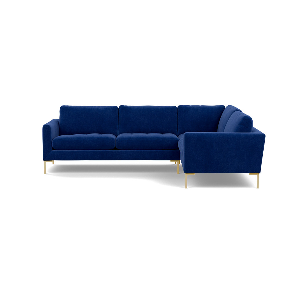 Heal's Eton Right Hand Facing Corner Sofa Smart Luxe Velvet Azure Brass Feet