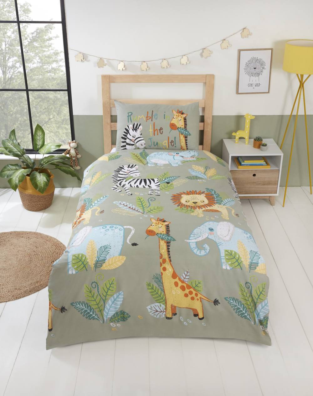 Rapport Home Rumble In The Jungle Duvet Cover Set with Pillowcase in Green