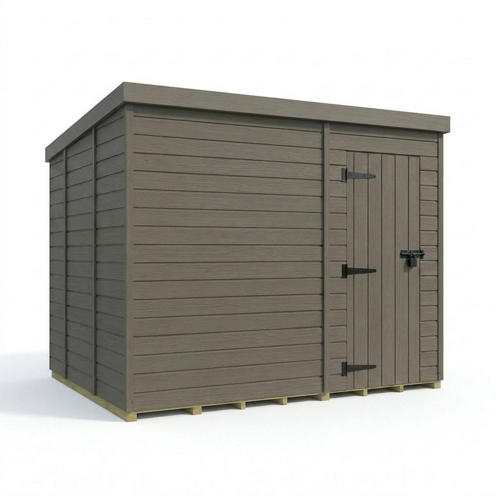 Buttercup Farm 10ft x 9ft Composite Pent Garden Shed Single Door No Windows - Grey