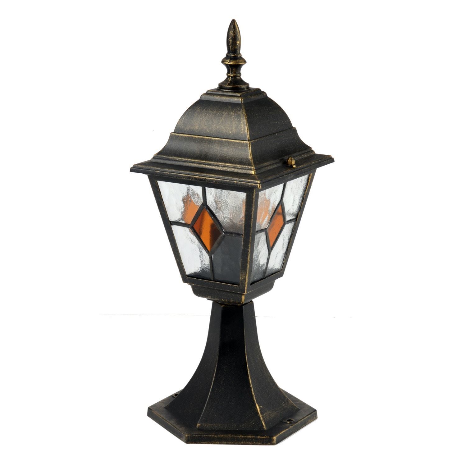 First Choice Lighting Morecambe - Black with Brushed Gold IP44 Post Light