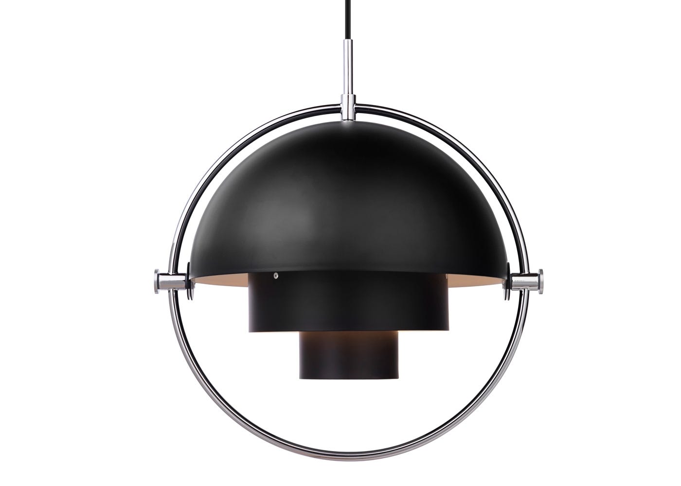 Gubi Multi Lite Pendant Chrome Base Black Shade