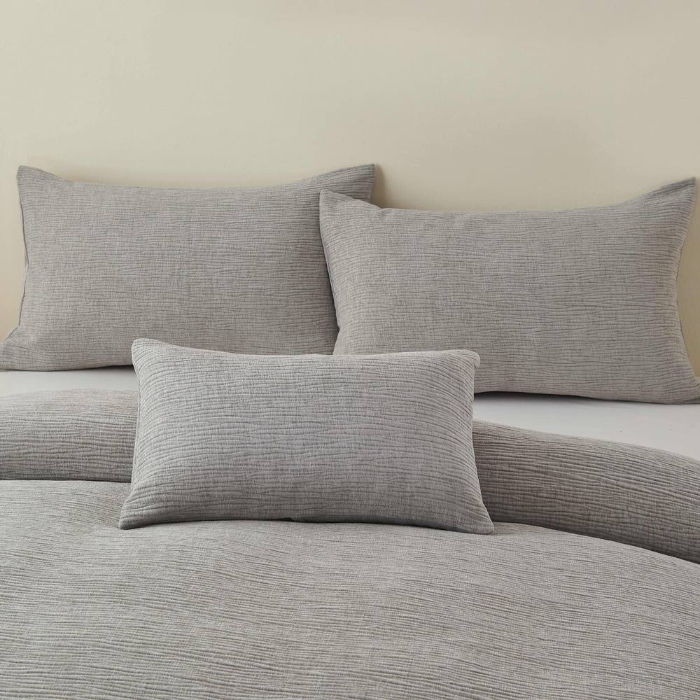 Portfolio Home Bergen Rectangular Filled Boudoir Cushion Pillow Bed Sofa 32 x 50cm in Silver