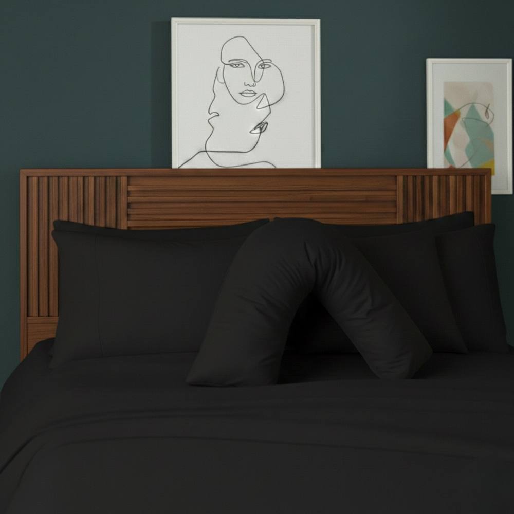 Snug City V Shape Pillowcase for Support Maternity Pillows Polycotton Easy Care in Black
