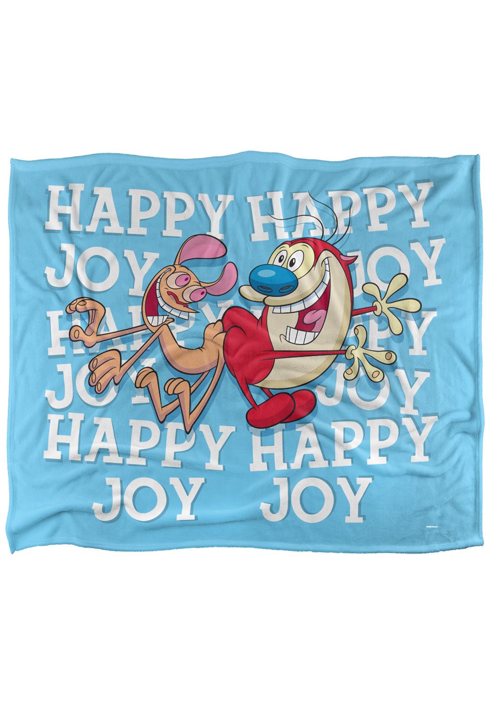 Ren & Stimpy Happy Happy Joy Joy Silky Touch Super Soft Throw Blanket 152 X 127 cm in White