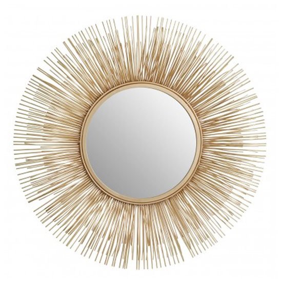 Templars Round Wall Bedroom Mirror In Warm Gold Frame