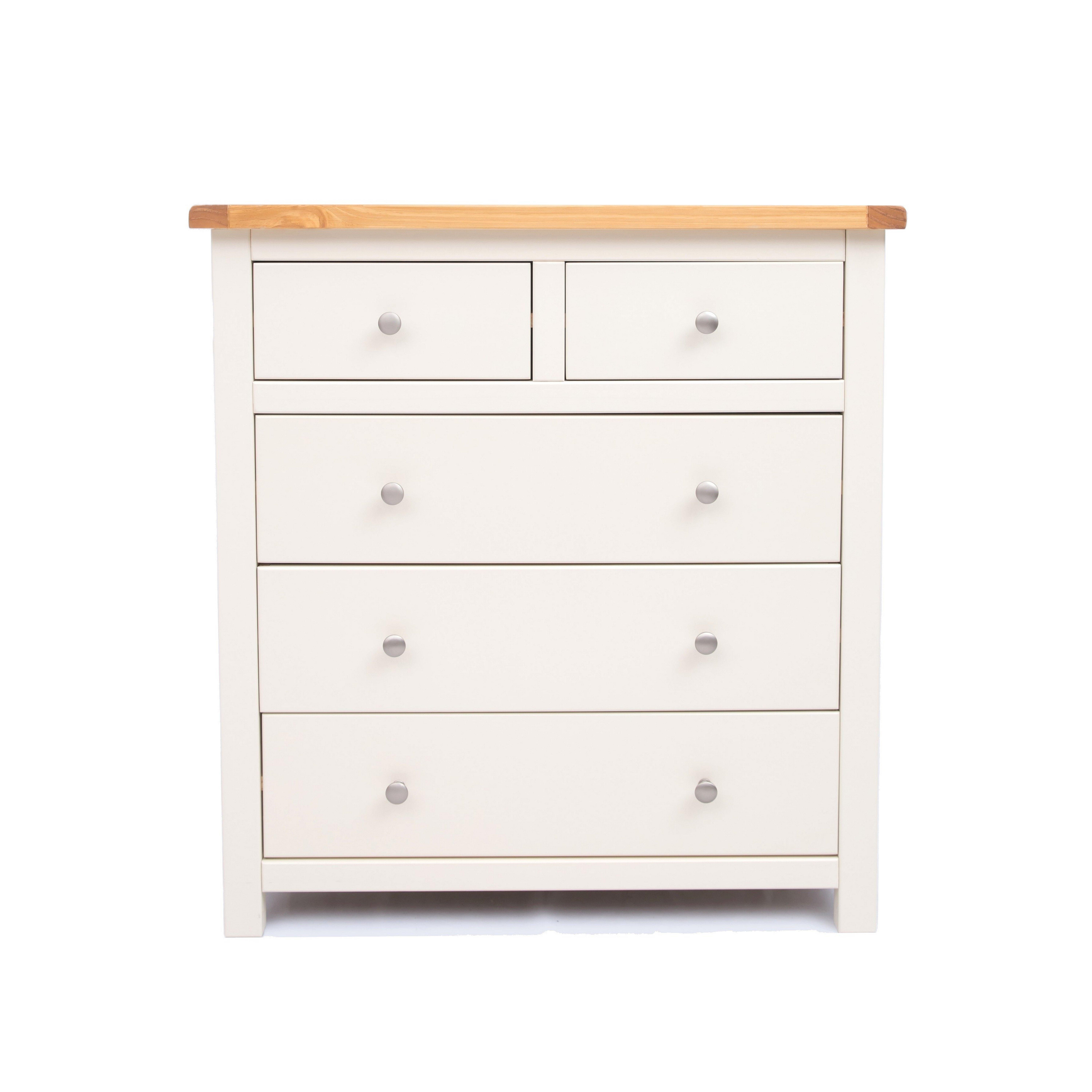 Cabinet Bits Maggiori 5 Drawer Chest of Drawers Chrome Knob in Off-White