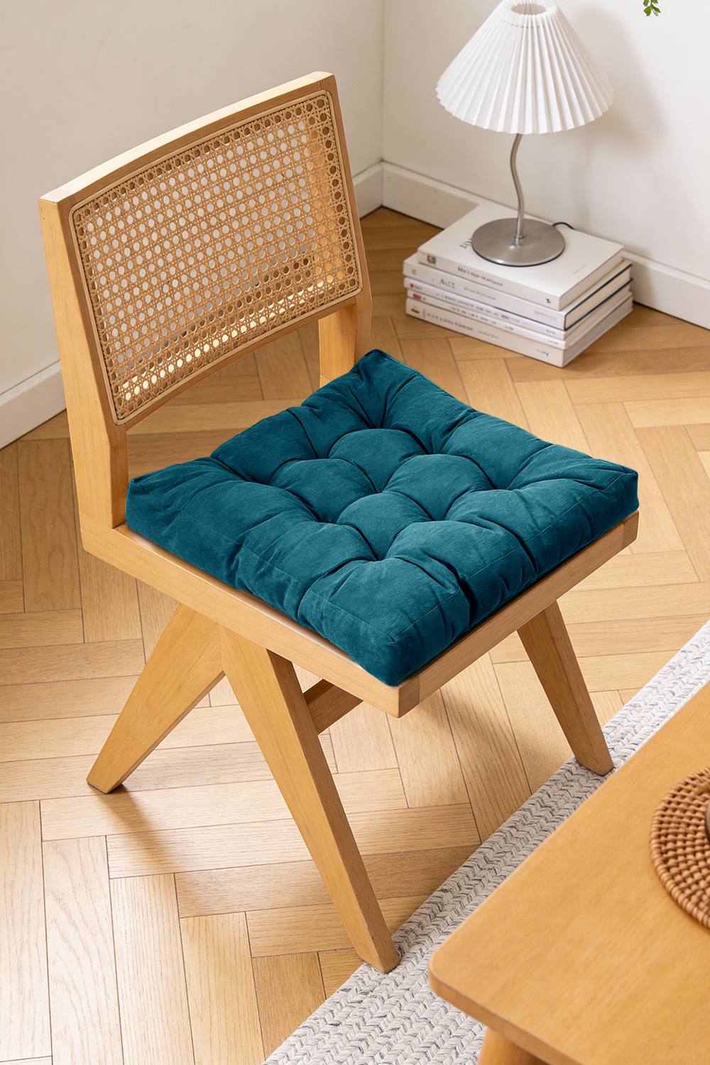 Corduroy Comfort Padded Seat Chair Cushion in Teal