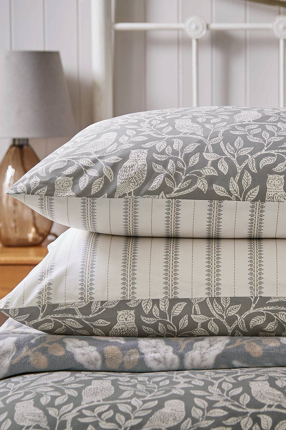 Helena Springfield 'Owls' Cotton Duvet Cover Set in Silver 5