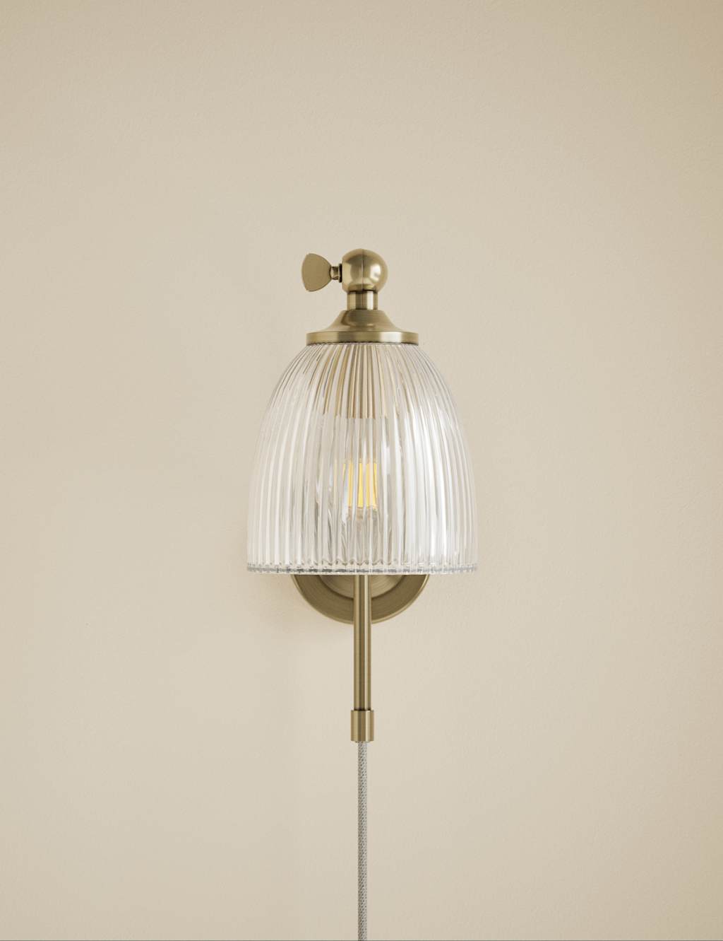 M&S Ribbed Plug In Wall Light Antique Brass
