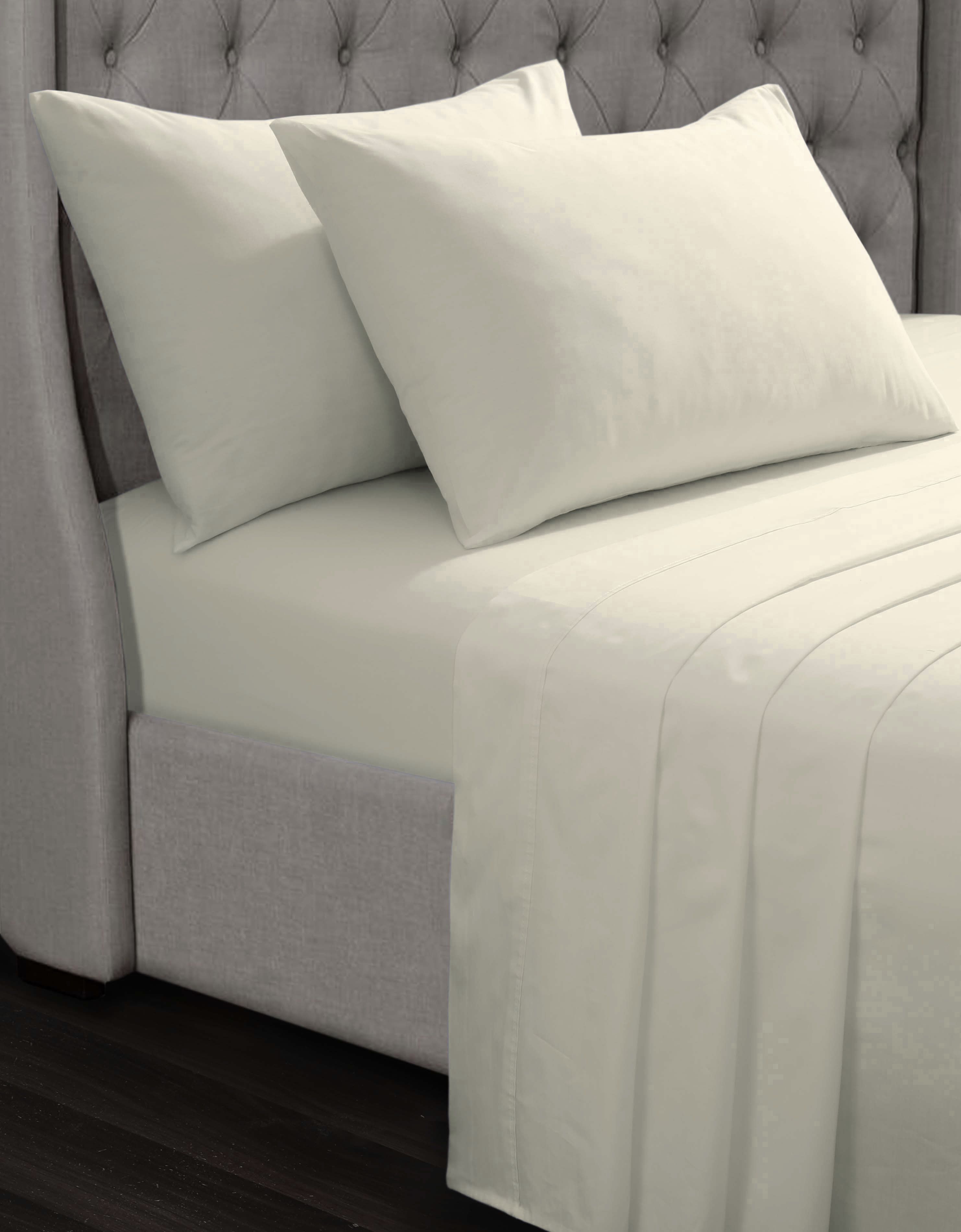 Smart Living Luxury 100% Cotton 35cm Deep Fitted Sheet - Soft & Hypoallergenic in Cream