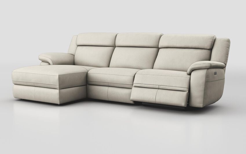 White Sarsina 3 Seater Sofa Right Hand Facing Power & Left Hand Facing Lounger