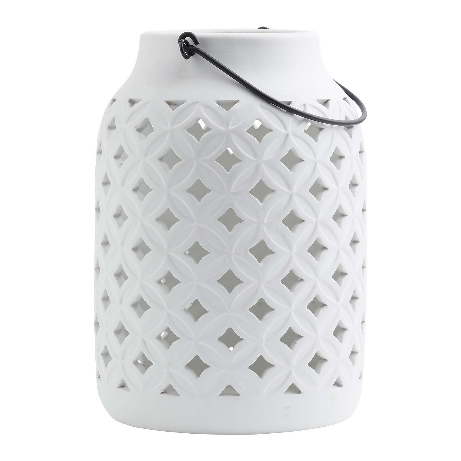 Tall Ceramic Lantern Off White