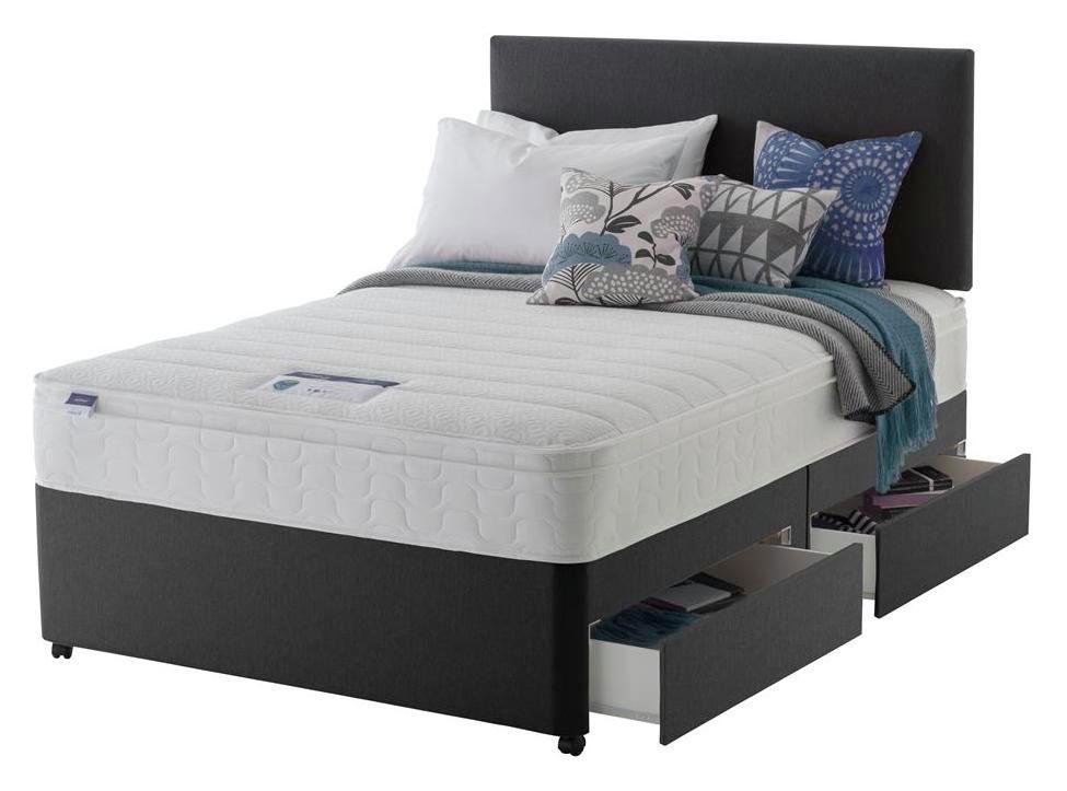 Silentnight Travis Small Double 4 Drawer Divan Bed -Charcoal