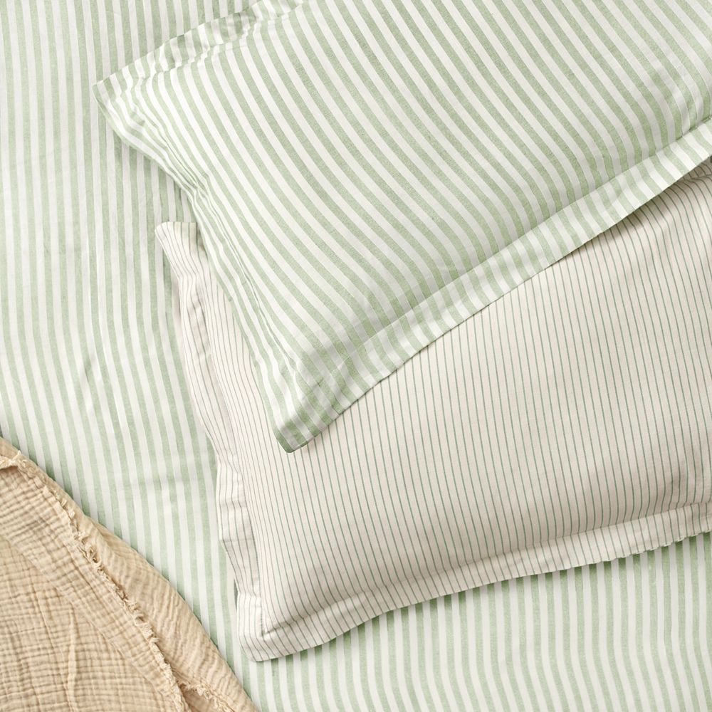 Yard Hebden Striped 100% Cotton Pillowcase Pair in Pale Green