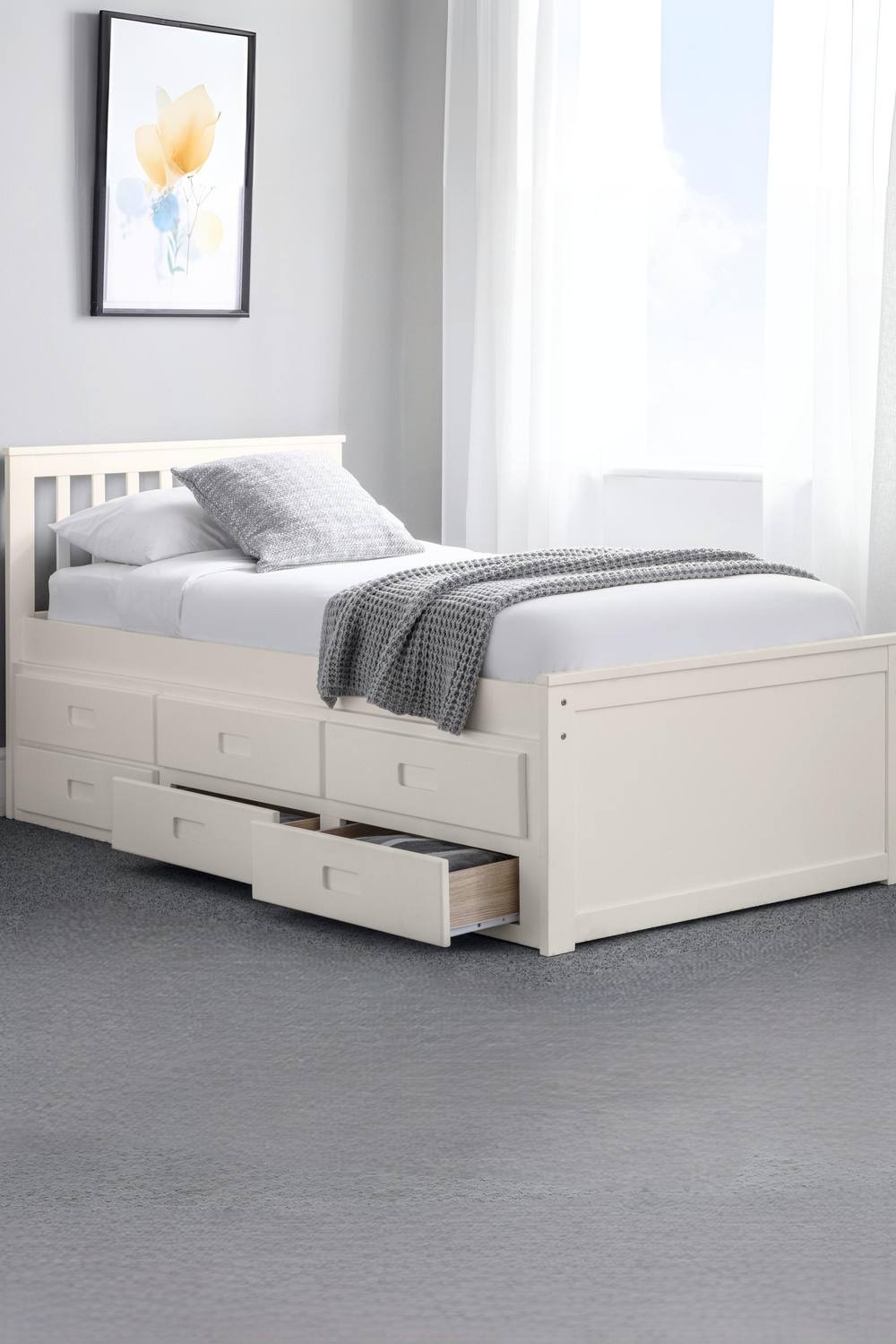 Julian Bowen Maisie Bed with Underbed & Storage Drawers in White