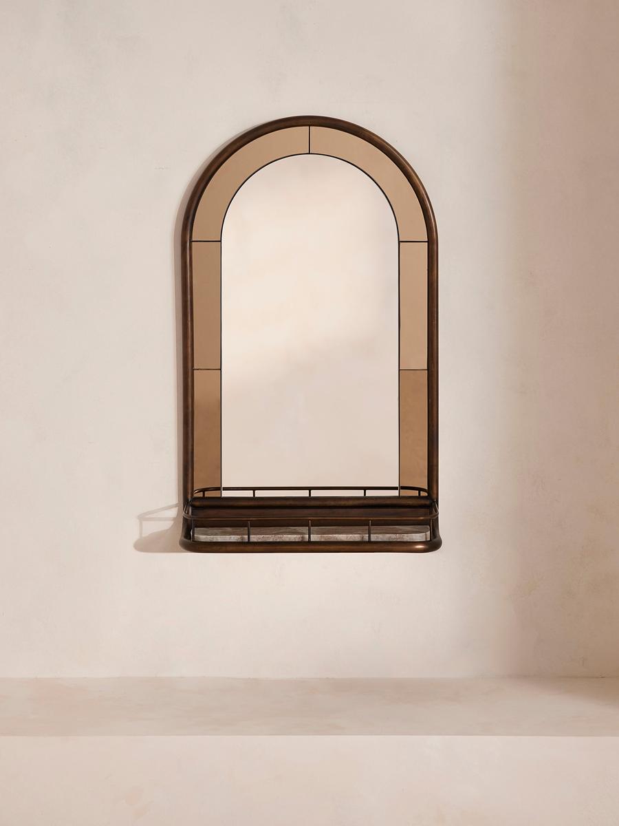 Ridley Wall Mirror, Antique Brass