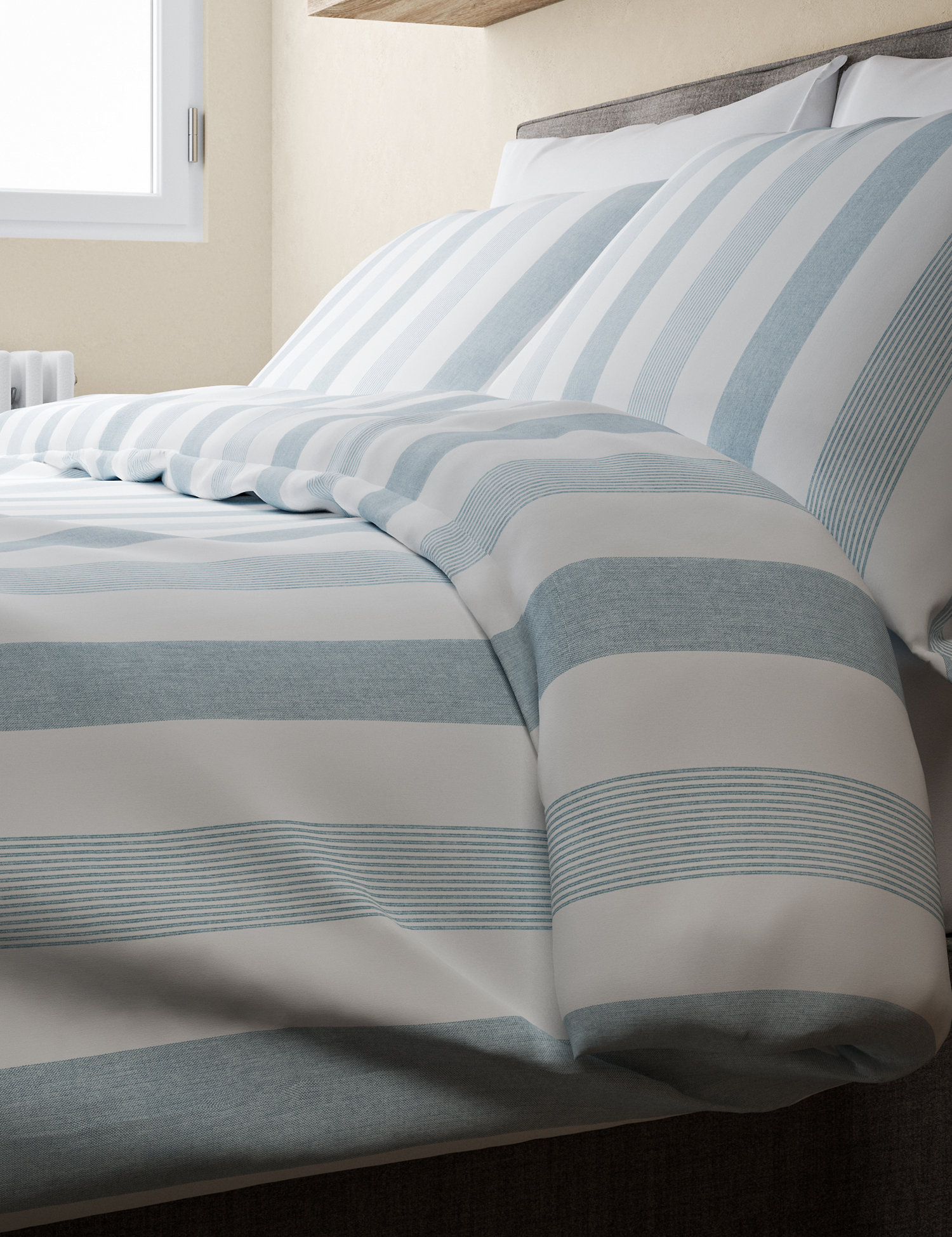 M&S Hadley Pure Cotton Striped Bedding Set