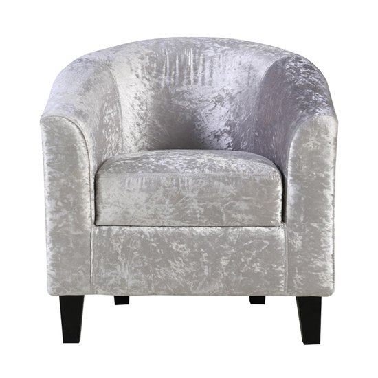 Crushed Velvet Tub Chair In Silver