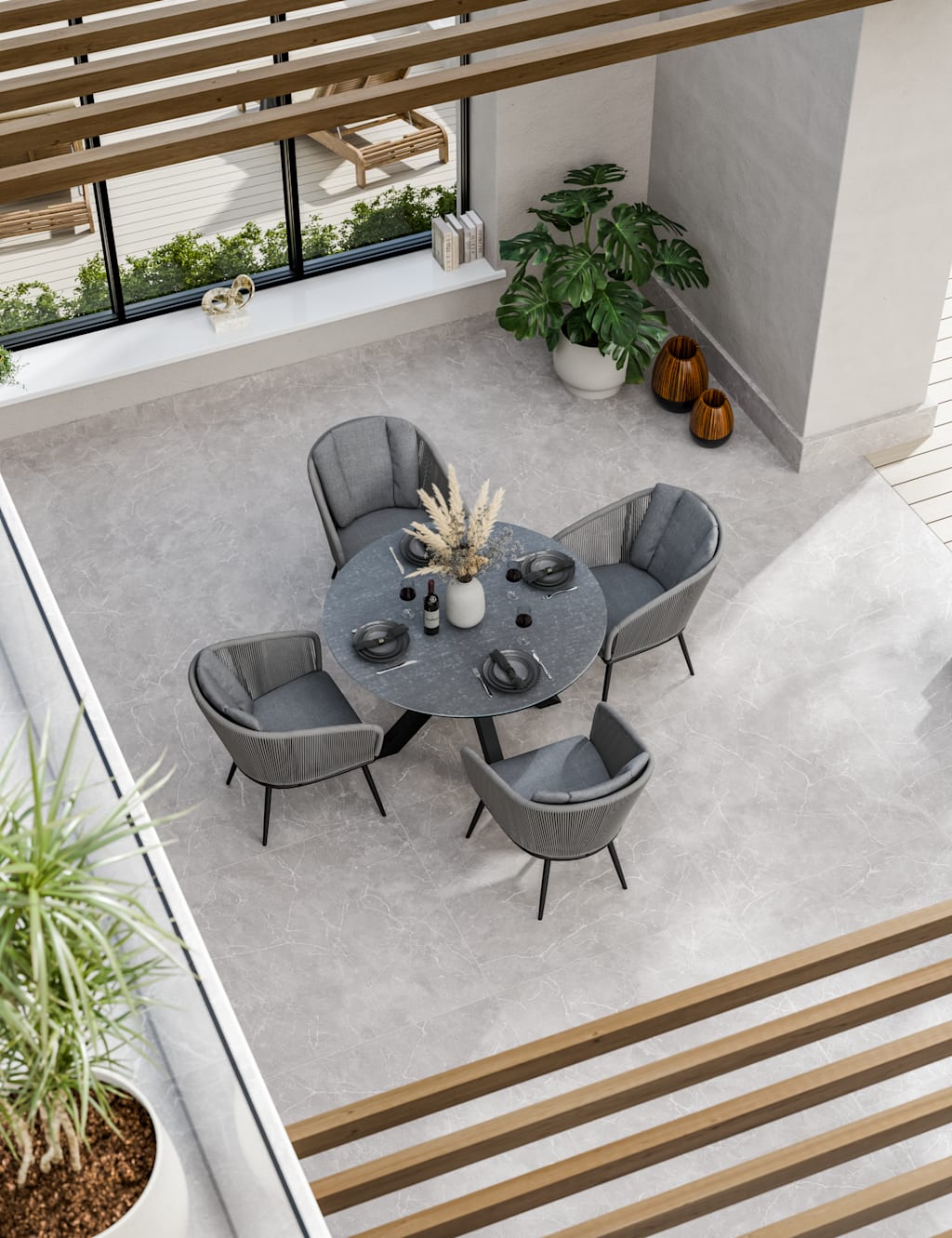 Royalcraft Aspen 4 Seater Garden Table and Chairs Grey Mix