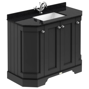 Bayswater Victrion Matt Black Angled Traditional Freestanding Vanity Unit & Black Marble Top Basin - 1000mm