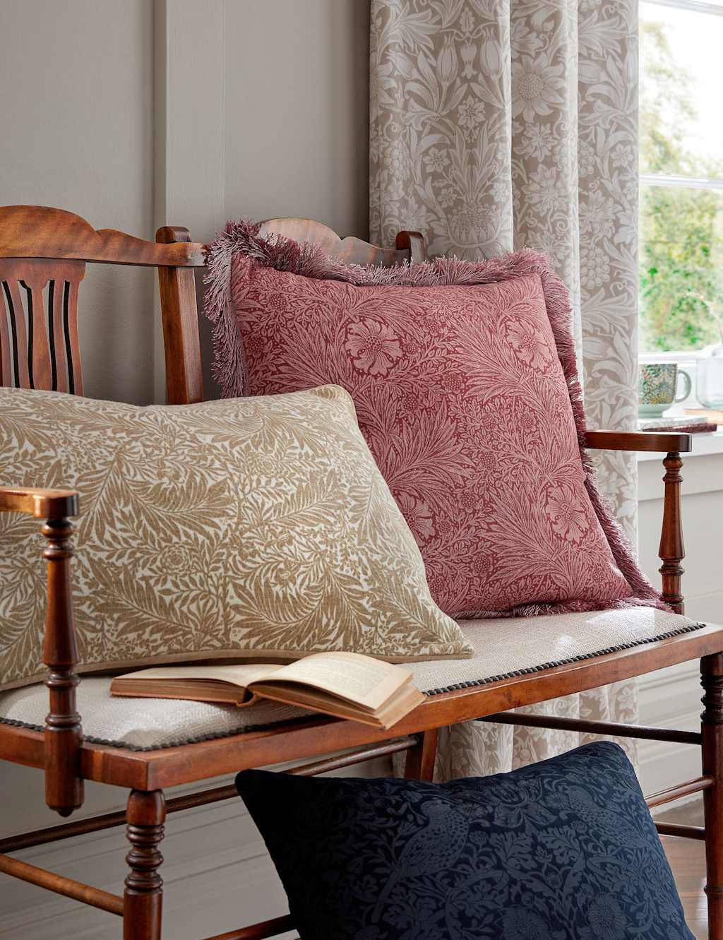 William Morris At Home Pure Cotton Marigold Cushion Pink Mix