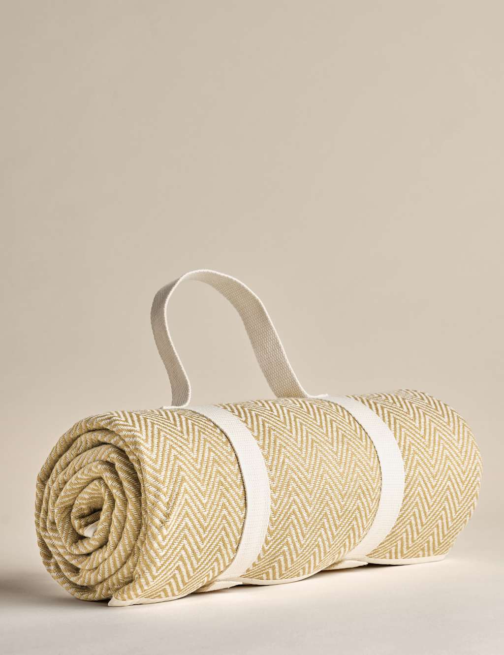 M&S Boho Herringbone Foldaway Picnic Blanket Ochre