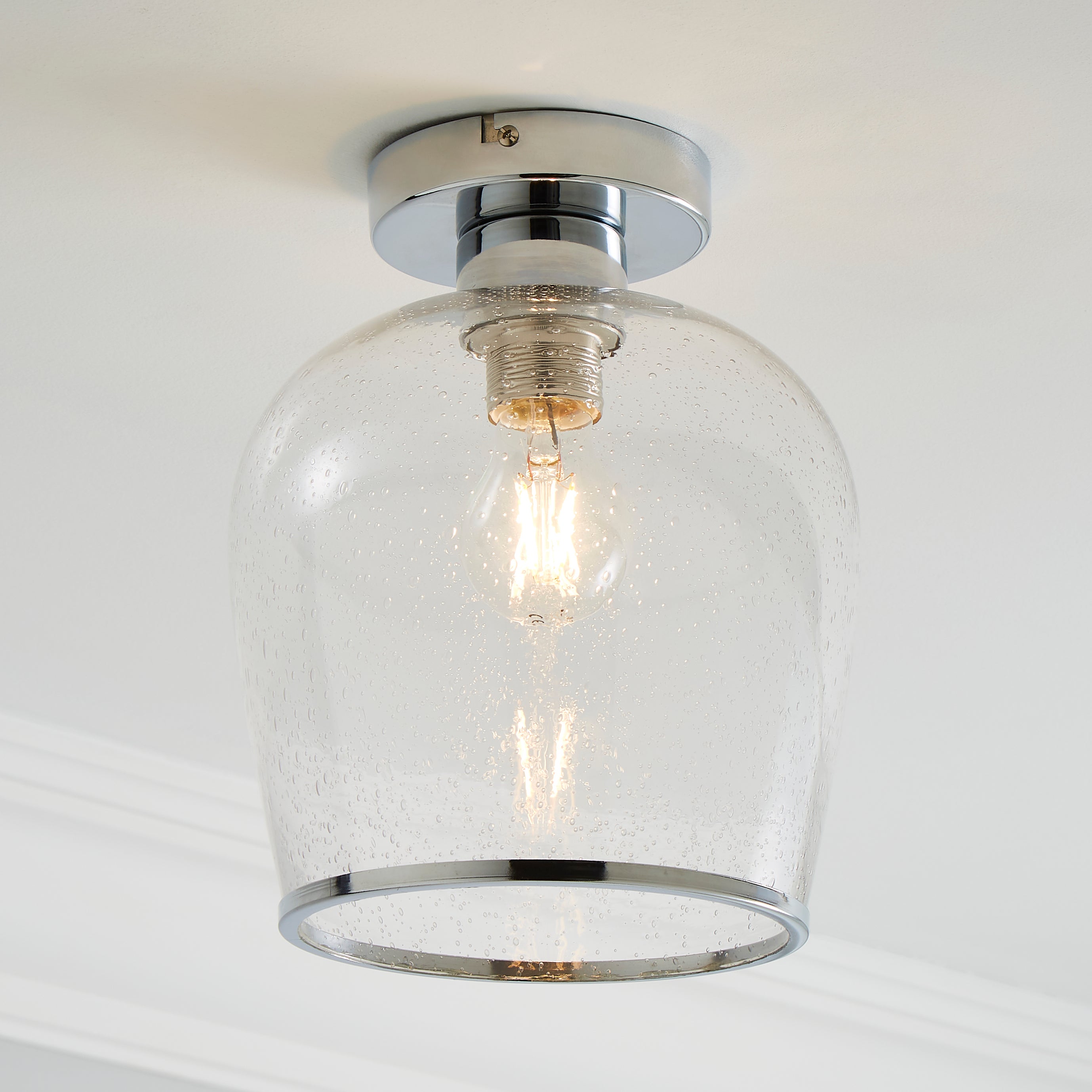 Lenny 1 Light Flush Ceiling Fitting Chrome