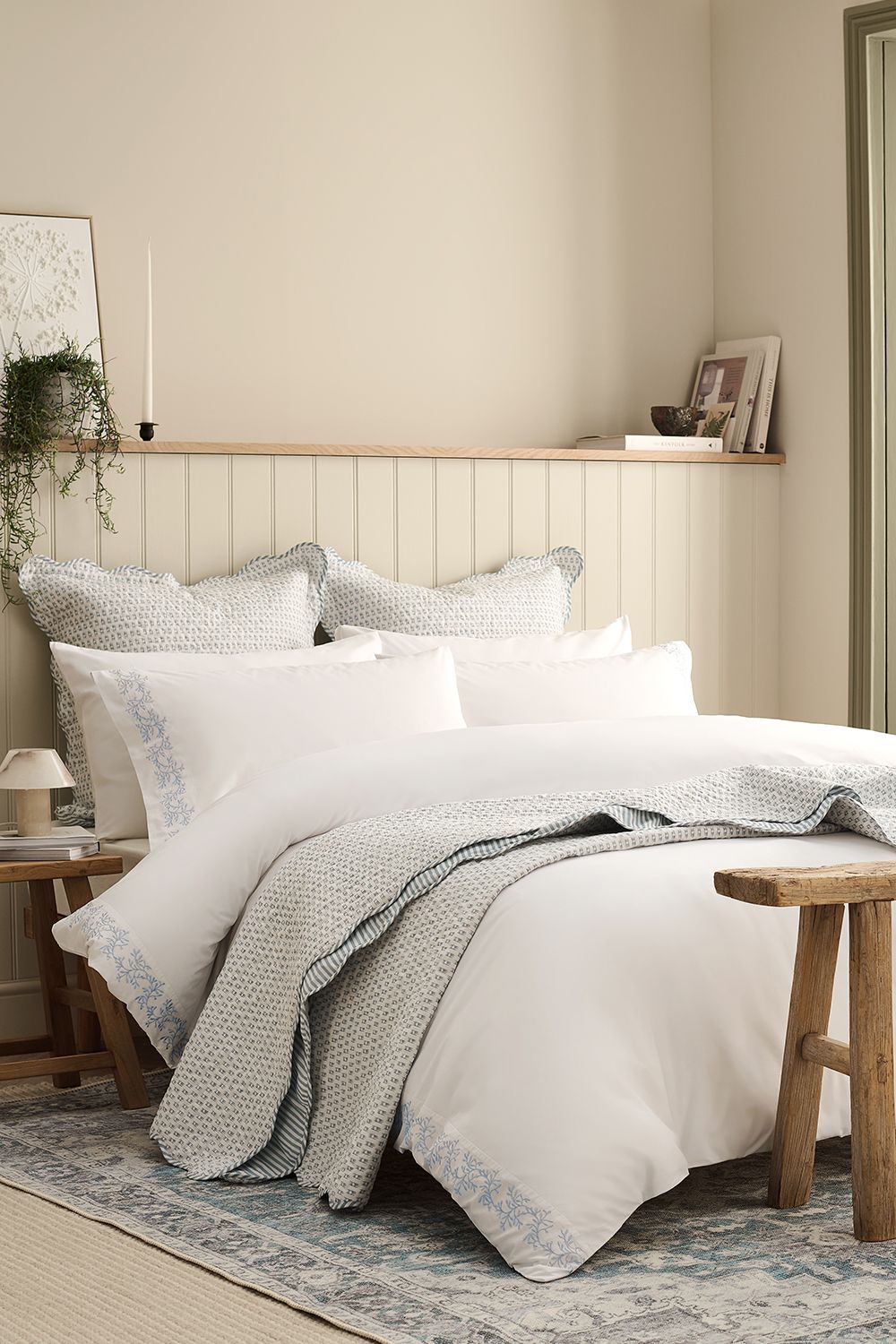 CHRISTY 'Mistletoe' Romance Design Cotton Duvet Cover Set in Duck Egg Blue