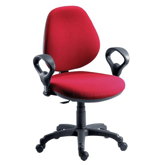 Nido Fabric Adjustable Office Chair In Red Finish With Wheels
