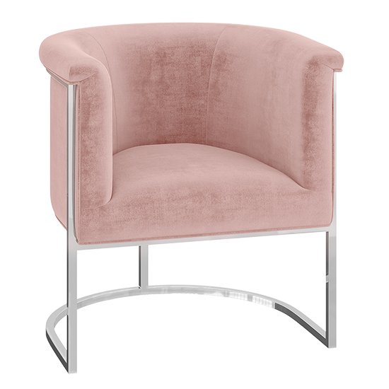 Martina Velvet Fabric Lounge Chair In Pink