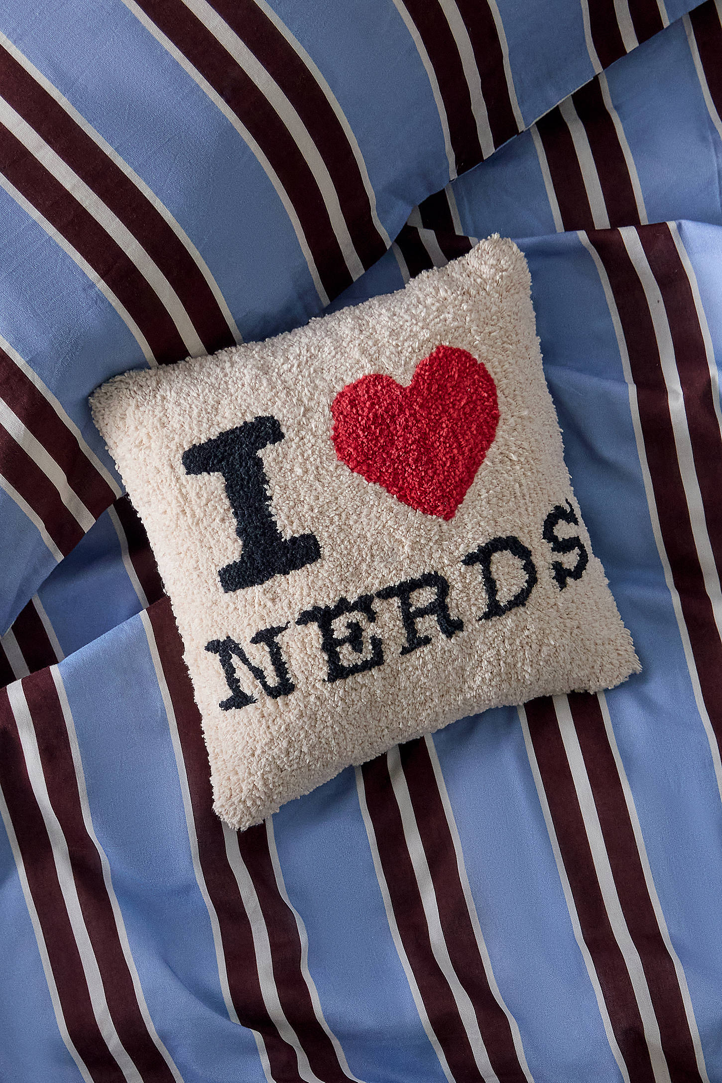 I Heart Nerds Mini Cushion - Black/White