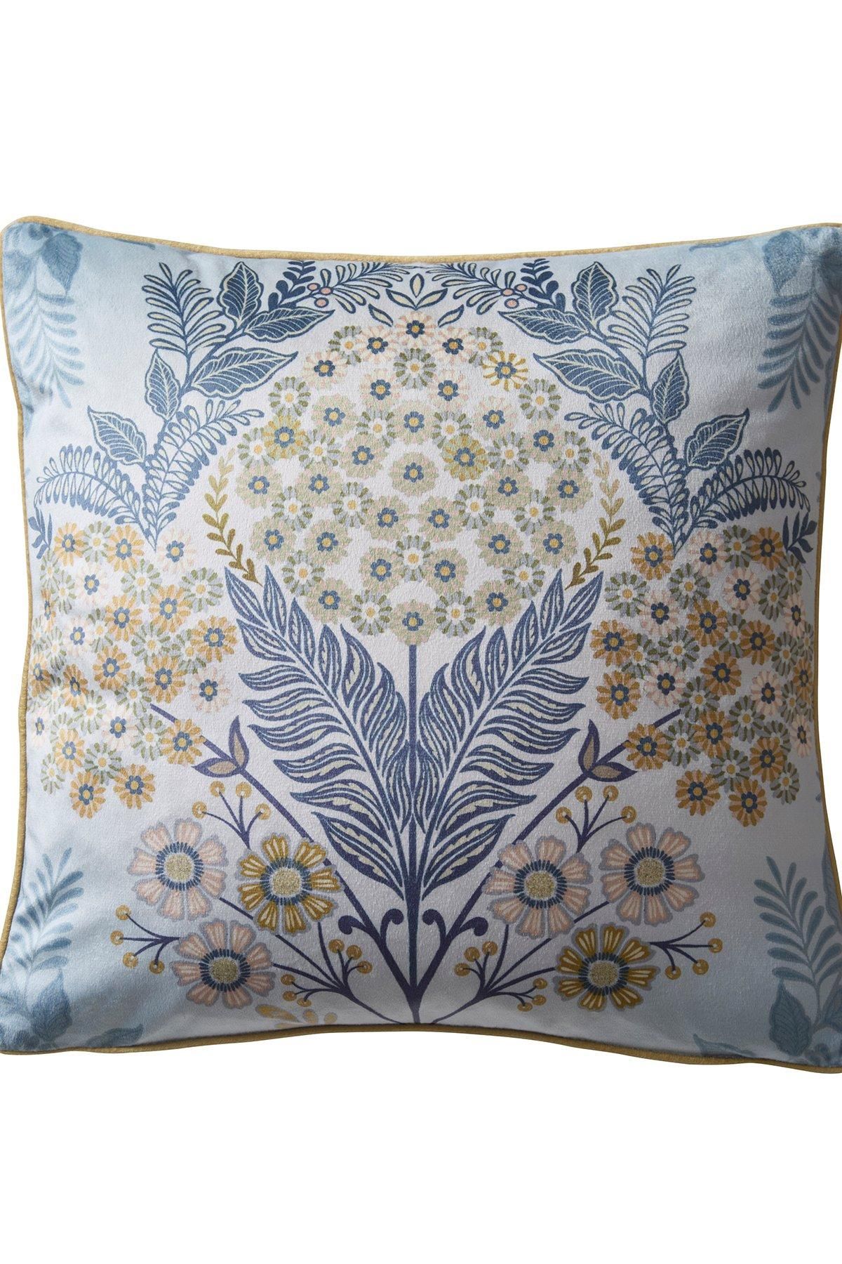 Appletree 'Evelina' Geometric Floral Velvet Filled Cushion in Navy 2