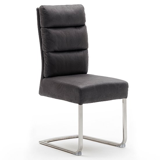 Rochester Fabric Dining Chair In Grey With Brushed Legs