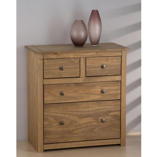 Santiago Wooden Chest Of Drawers In Distressed Pine