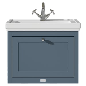 Bayswater Hartleigh Stiffkey Blue Traditional Wall Hung Vanity Unit & 1 Tap Hole Traditional Recessed Basin - 600mm