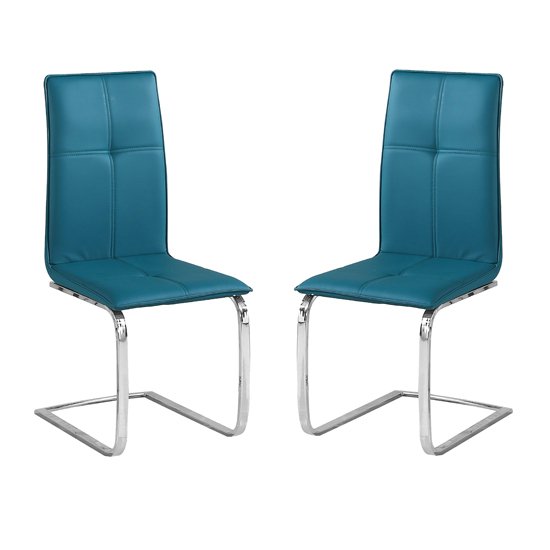 Opus Teal Finish Dining Chair In Pair