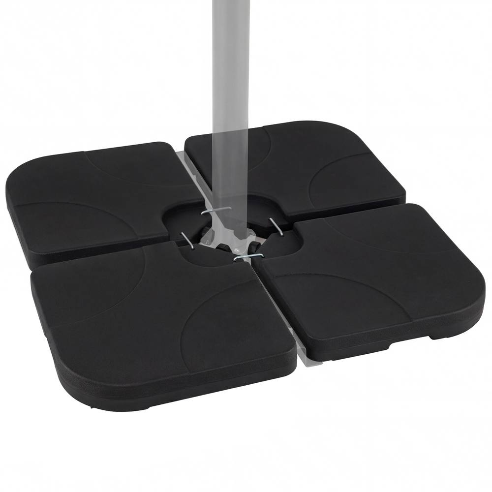 Costway 4PCS Patio Umbrella Base Water/Sand Filled Square Weight Plate Set in Black