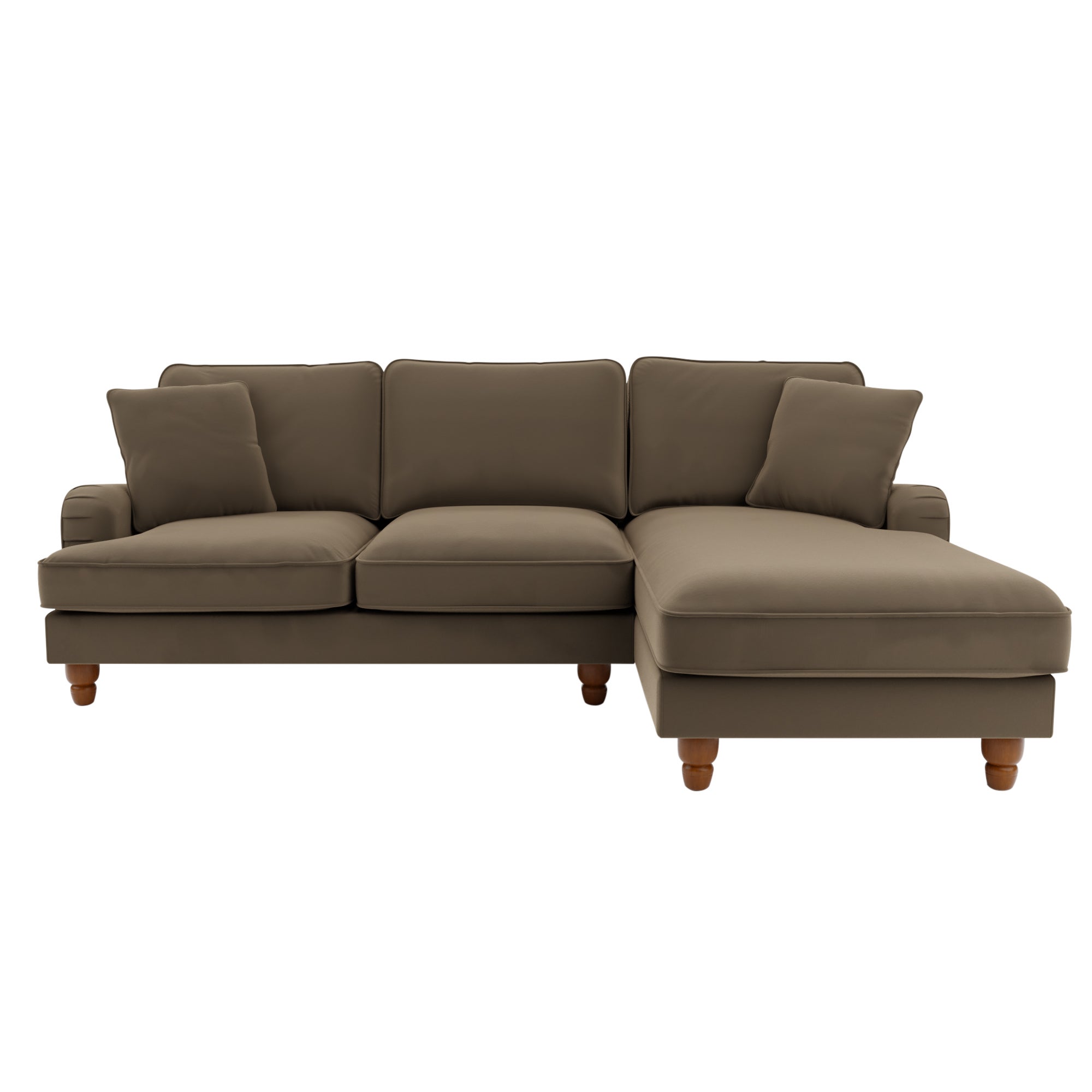 Beatrice Velvet Right Hand Corner Sofa Brown