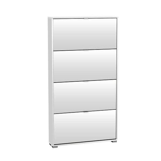Dylan Wooden Tall Shoe Cabinet In Pearl White