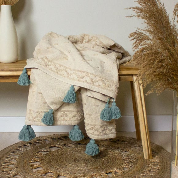 furn. Boho Cotton Throw Blanket 130cm x 180cm
