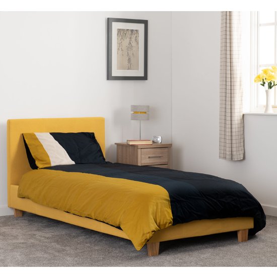 Prado Fabric Upholstered Single Bed In Mustard