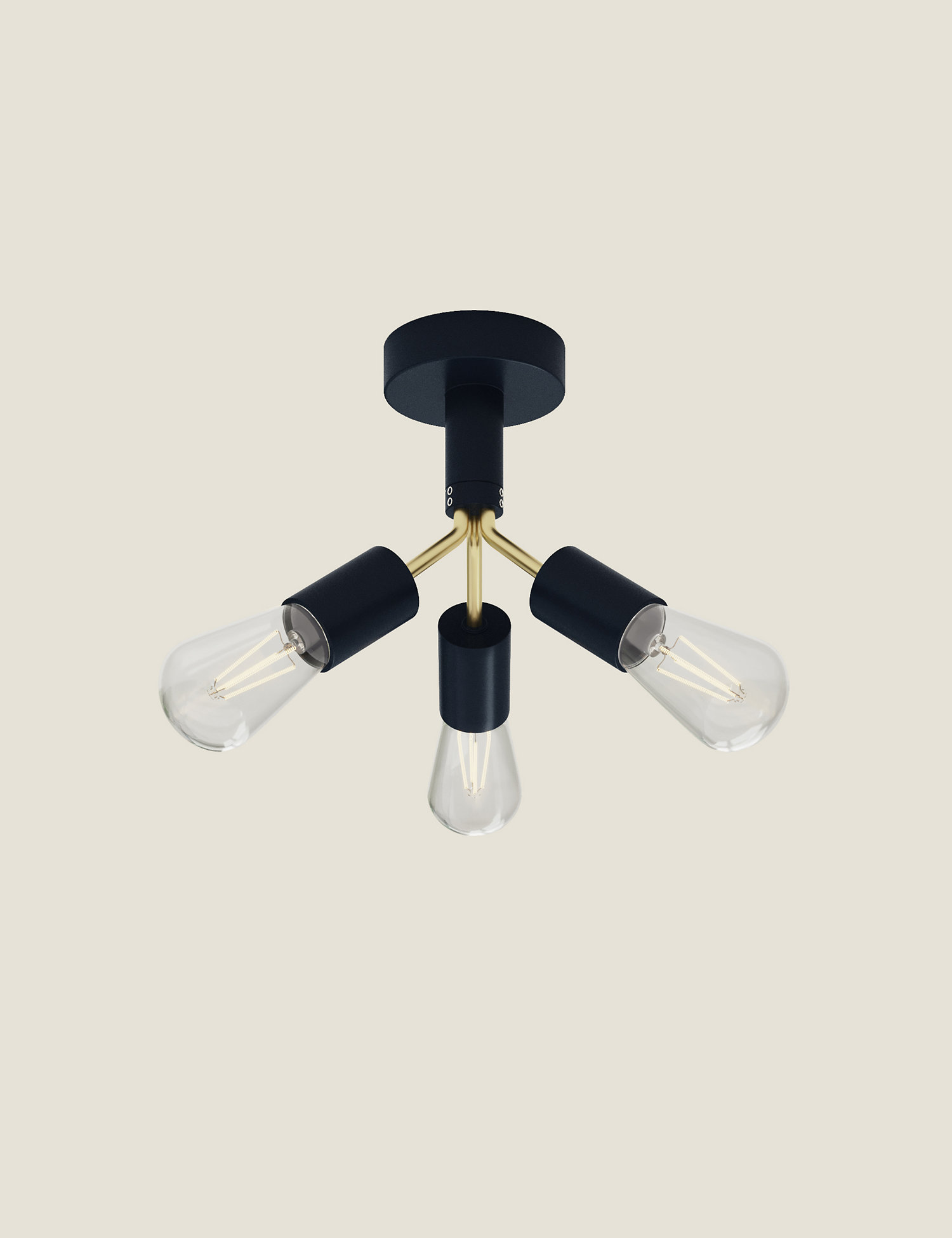 M&S Exposed Bulb 3 Light Flush Ceiling Light