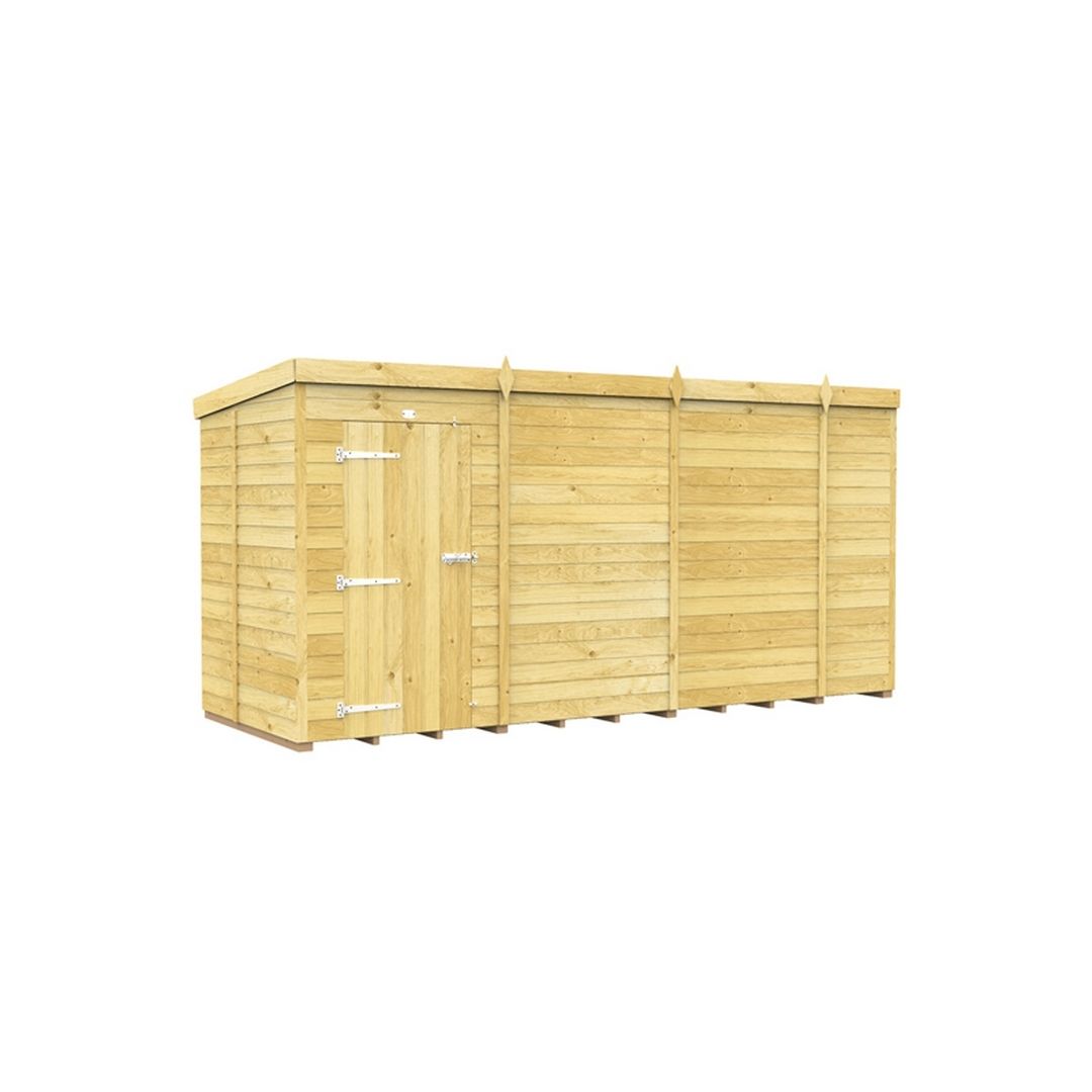 Buttercup Farm 14 x 5 Feet Pent Shed - Single Door W/O Window - L147 x W417 x H201 cm in Brown