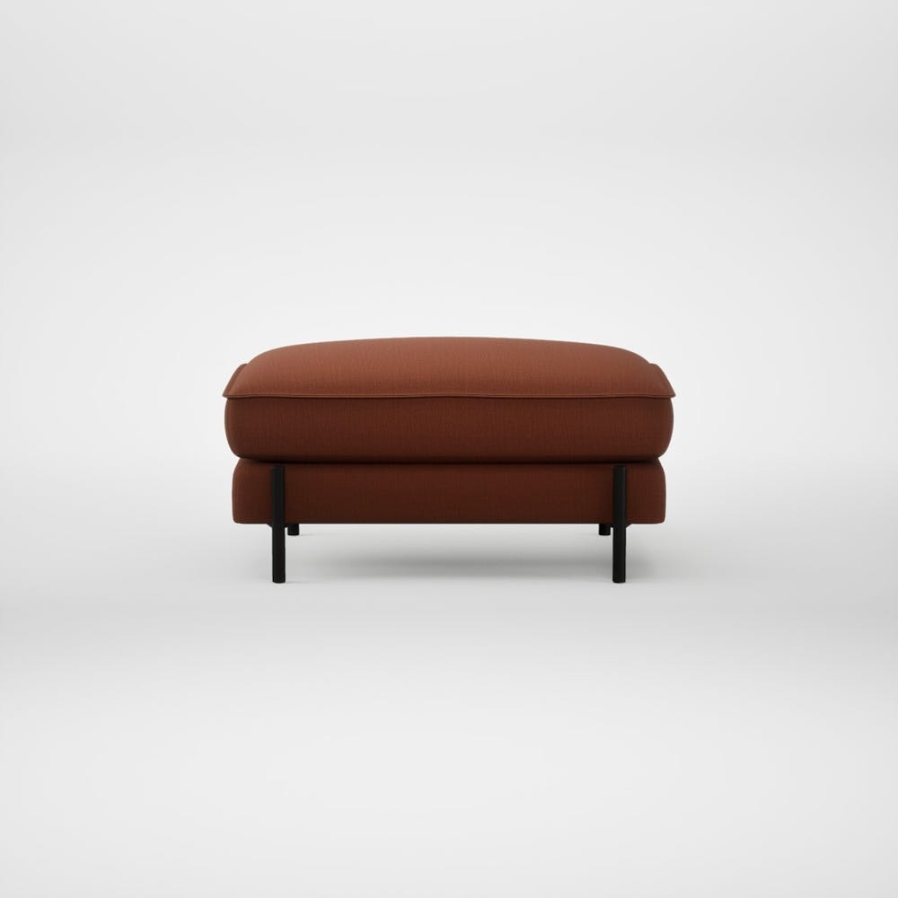 Heal's Tortona Footstool Smart Cotton Linen Rust Black Feet 2