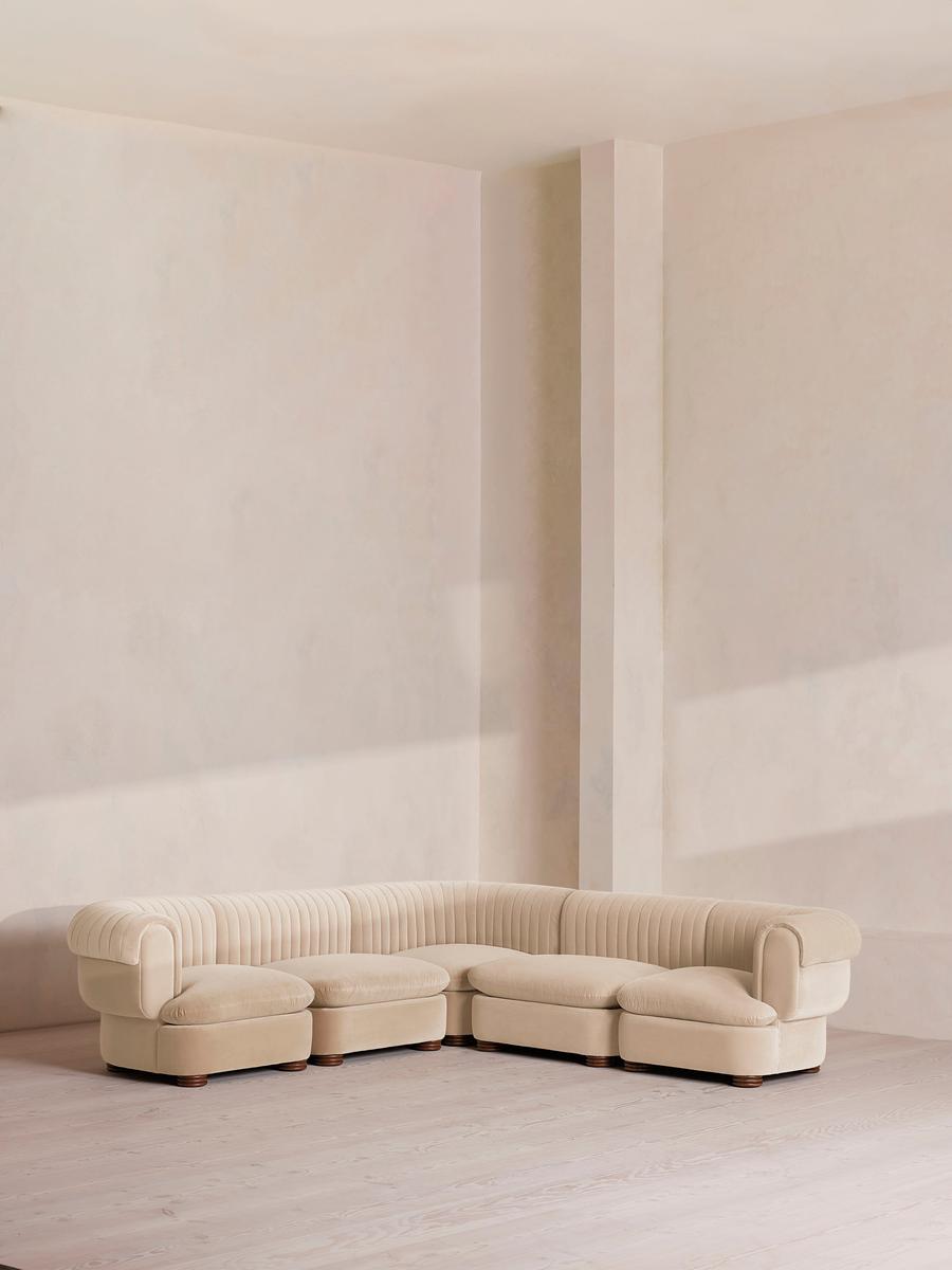 Rava Modular Sofa, Corner Sofa, Velvet, Porcelain